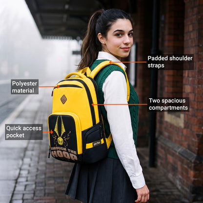 Nasher Miles x Harry Potter Miles Hooperpack Backpack | Polyester Laptop Backpack 29L | Ideal for Office, College, School & Travel | Men, Women, Boys, Girls (Yellow)