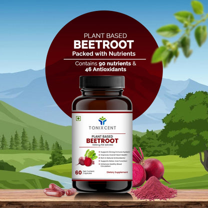 TONIXCENT Iron Boost Duo | Moringa 2000mg & Beetroot 1000mg Capsules | Boosts Digestion, Energy & Immunity | 60+60 Vegan Capsules