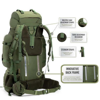 TRIPOLE Colonel Pro Metal Frame Rucksack with Detachable Day Pack and Rain Cover for Trekking and Travelling | 5 Year Warranty