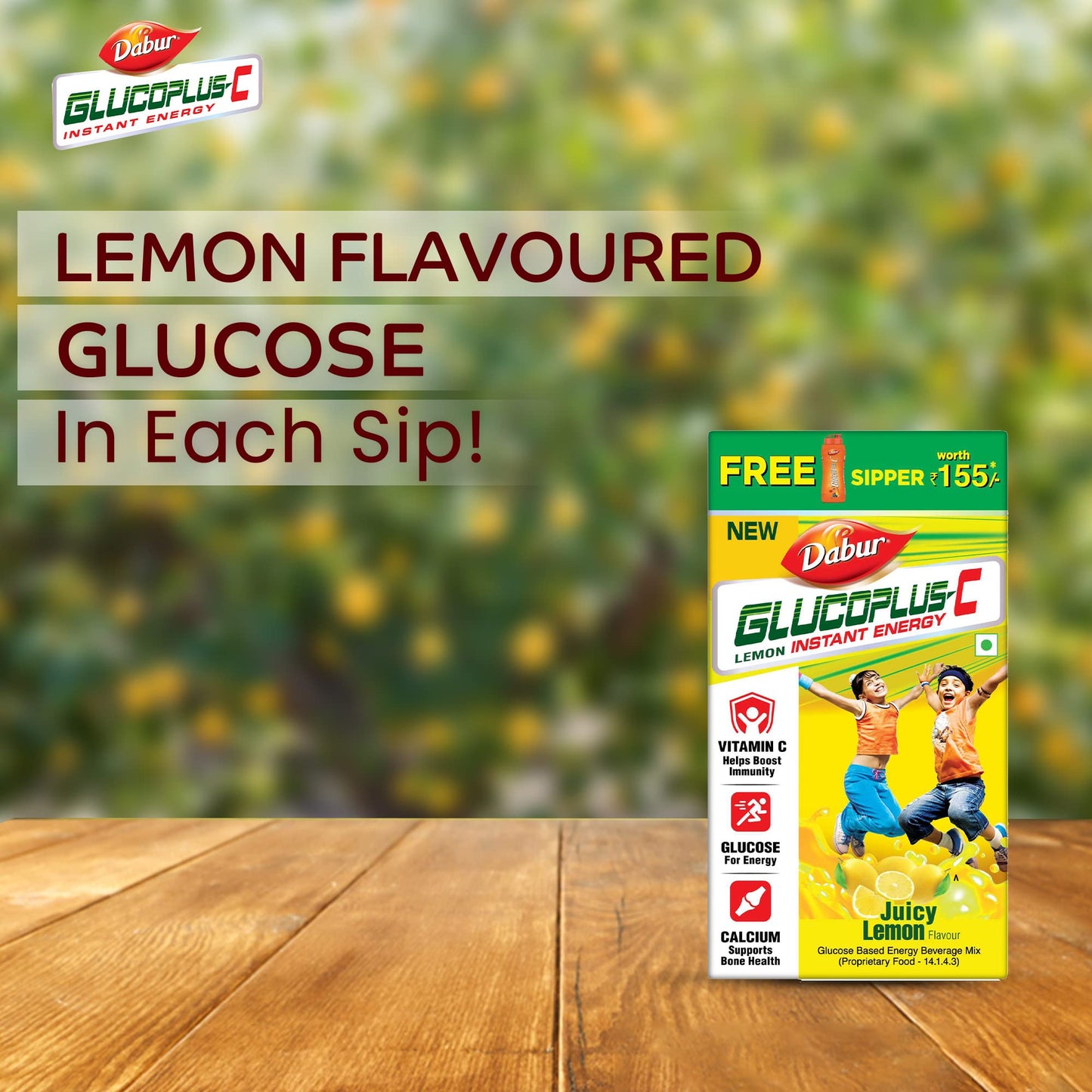 Dabur GlucoPlus C Nimbu Pani - 1 Kg Glucose Powder|Vitamin C Helps Boosts Immunity|Calcium Supports Bone Health |Replenishes Energy | Juicy & Tasty Lemon Flavour