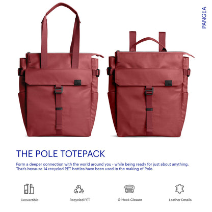 DailyObjects PET Red Clay Pole Convertible Totepack (Tote Bag + Backpack) for Women and Men I Fits any Laptop Upto 14 Inches I Spacious & Sturdy | Lightweight Shoulder Handbag wih Laptop Compartment