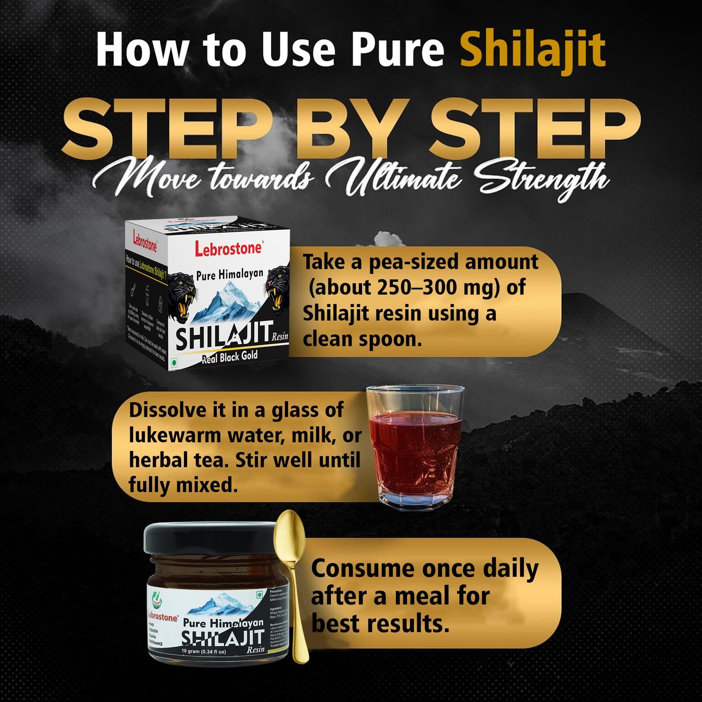 Lebrostone Pure Himalayan Shilajit Resin – | Natural Energy Booster | Enhances Strength, Stamina & Performance (10 g (pack of 1))