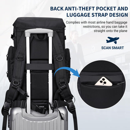 WITZMAN Travel Backpack for Men Carry on Bags for Airline Approved Convertible Duffle Luggage Backpack with Shoe Compartment（B691 Black）