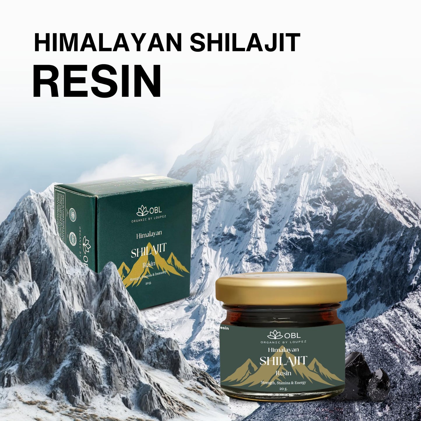 OBL ORGANIC BY LOUPEZ Shilajit Resin |For Strength, Stamina & Energy Muscle Booster| and Supplement - Pack Of 2-(Ashogold & Unflavoured)