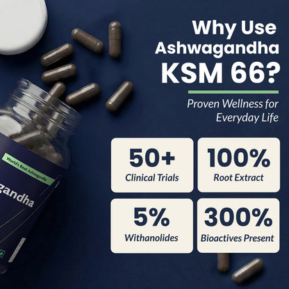 The Proven Code Ashwagandha KSM-66® 500mg | Lab Tested | 50+ Clinical Trials | 5% Withanolides | 100% Root Extract | Stress, Sleep, Energy & Immunity Support | 60 Capsules