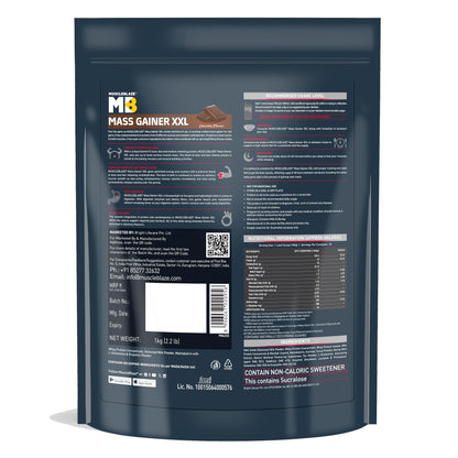 MuscleBlaze Mass Gainer XXL (Chocolate, 1kg / 2.2lbs, 10 Servings) | Wi- image 9