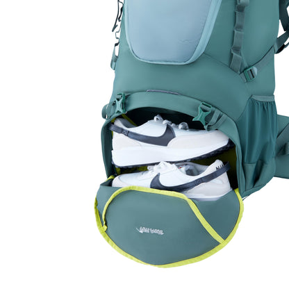 American Tourister Yeti Pro | 60 Ltrs | 2 Compartments | Bottle Pocket | Ergonomic Padded Back Panel & Shoulder Straps | Rucksack | 1 Year International Warranty | Green