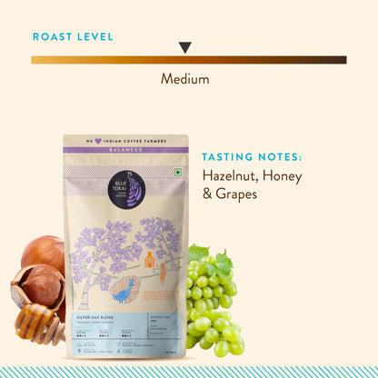 Blue Tokai Coffee Roasters Silver Oak Cafe Blend - Medium Roast|French Press Coffee Grind 1Kg Pouch| Rich & Smooth Coffee Blend|100% Arabica Beans|Specialty Coffee|Freshly Roasted Ground Coffee