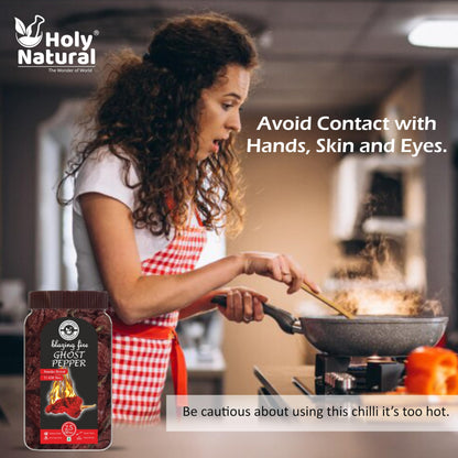 Holy Natural Bhut Jolokia Chilli Whole - 71 gm | Ghost Pepper Pod, Hottest Whole | Smoked Dried & Spicy Chilli Of The World