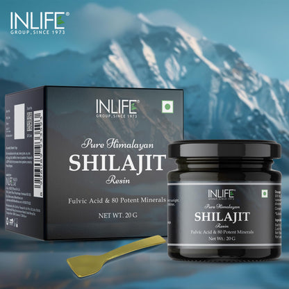 INLIFE Shilajit Resin 20g | Original Himalayan & Natural Shilajeet | 75% Fulvic Acid | Lab Tested | Ayurvedic Supplement for Men Women | Pack of 1