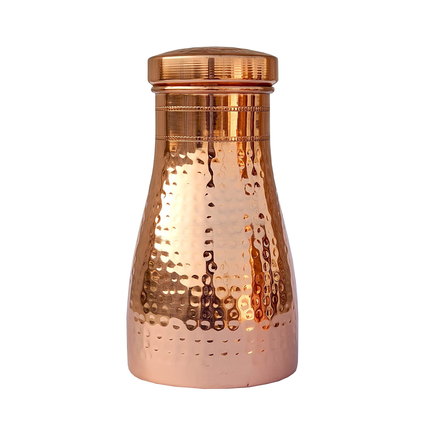 World Fire 100% Pure Copper Water Bedroom Bottle | Bedside Carafe | Bedroom jar with inbuilt Copper Glass/Vessel 1 Liter