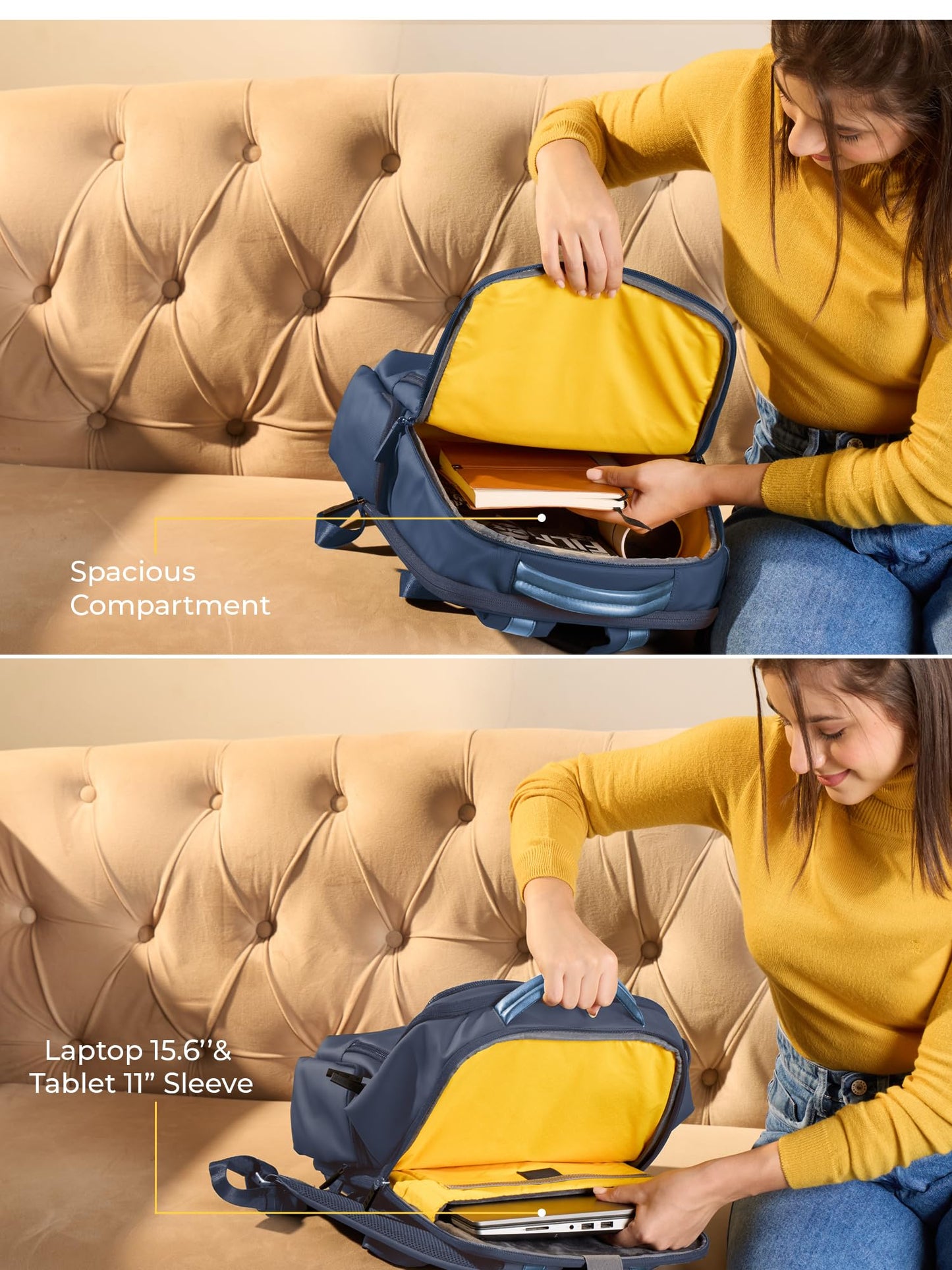 EUME Premium 15.6 in Laptop bags for Men & Women Office Use | Stylish Backpack Bag | Spacious Backpack for Travelling | 28L Polaris Midnight Blue