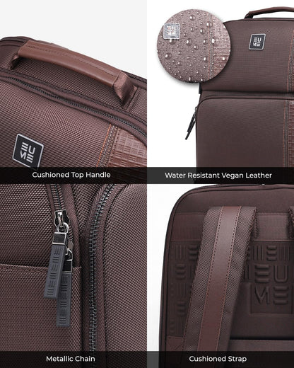 EUME Premium 15.6 in Laptop bags for Men & Women Office Use | Stylish Backpack Bag | Spacious Backpack for Travelling | 24L Zenith Brown