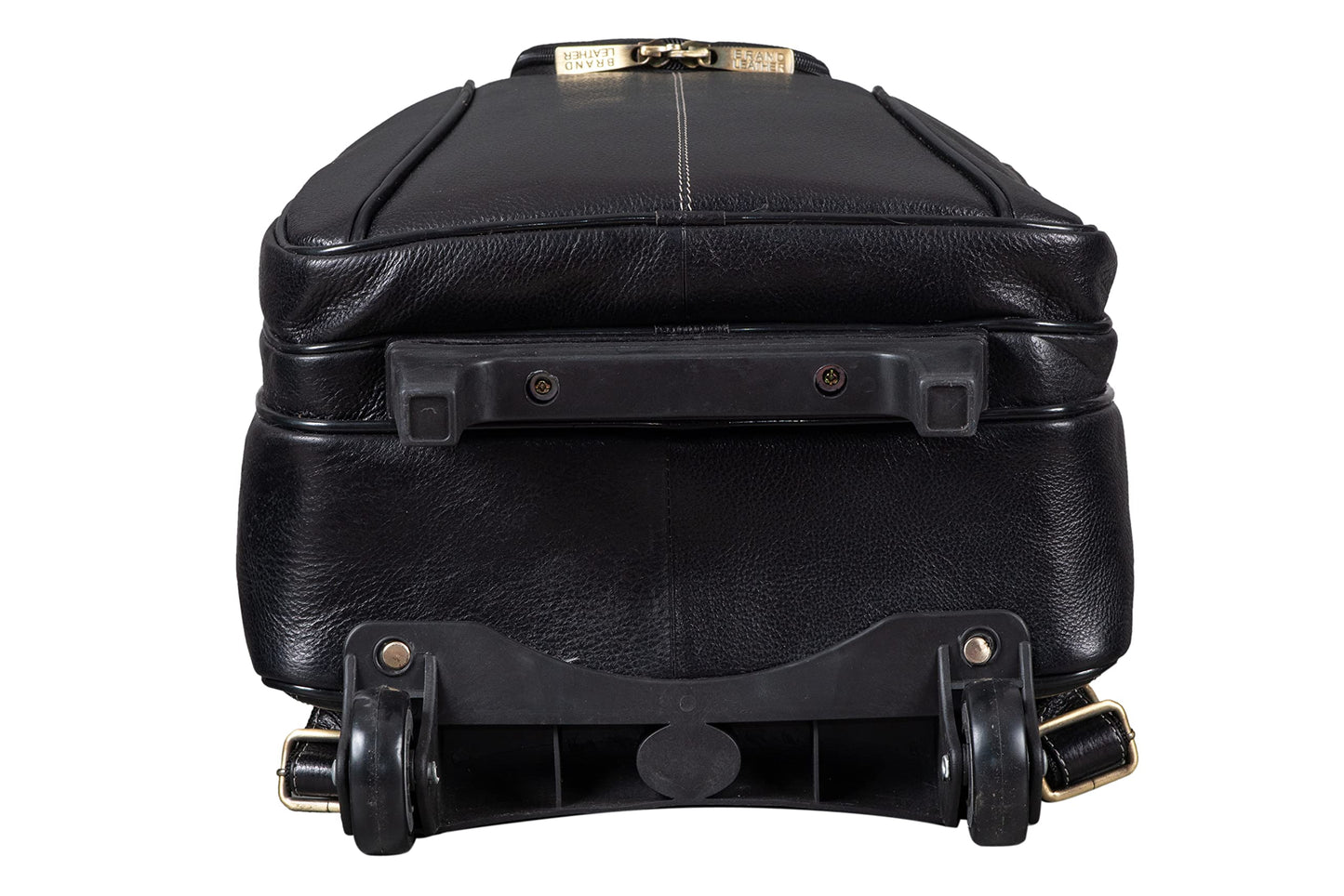 BRAND LEATHER Rolling Backpack Wheeled Laptop Backpack for Travel, Carryon Trolley Luggage Suitcase Compact Business Bag Student Laptop Bag for Men Women (BLACK)