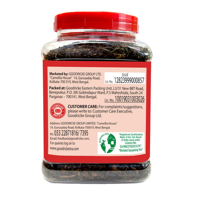 GOODRICKE Roasted Darjeeling Tea Jar – 250 g | Flavoury Golden Orange Pekoe | 100% Pure & Natural Darjeeling | Premium Loose Leaf Black | Rich Aroma & Long-Lasting Aftertaste