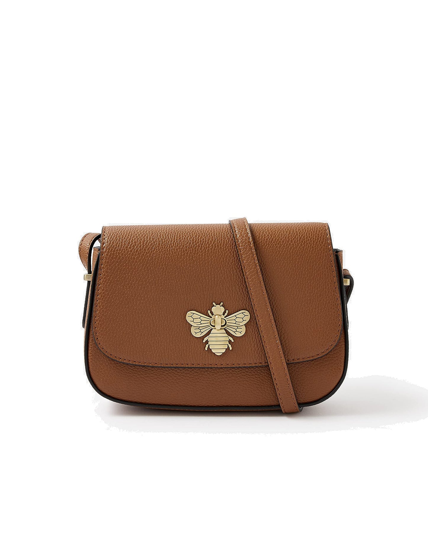 Accessorize London Women's Brown Faux Leather Tan Britney Bee Sling Bag | Daily Use Messenger Ladies Purse, Stylish Side Bag For Women