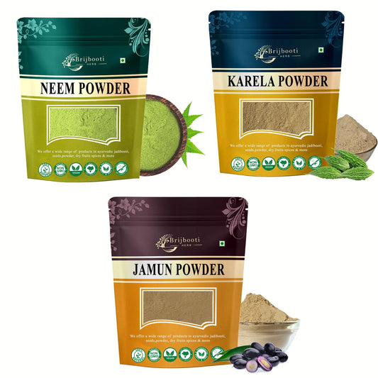 Brijbooti Neem Karela Jamun Powder For Health Care - 300 Gr (100 Gr Each)