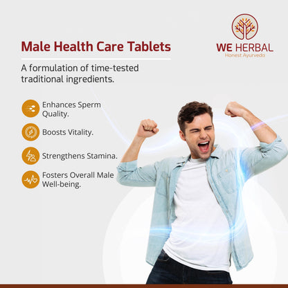 WE HERBAL Male Health Care Tablets Natural Wellness Supplement for Men Improve Energy, Immunity 60 Tablets