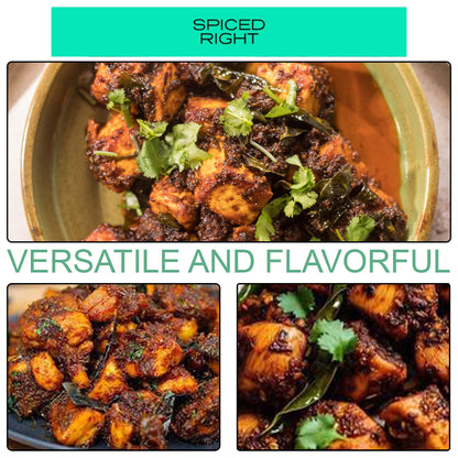 Spiced Right Mangalore Ghee Roast Masala 200gm - Authentic Mangalorean Curry Spice Masala Blend with Garlic for Chicken, Prawn, Mutton, and Veg Dishes - No Artificial Colouring or Flavouring.