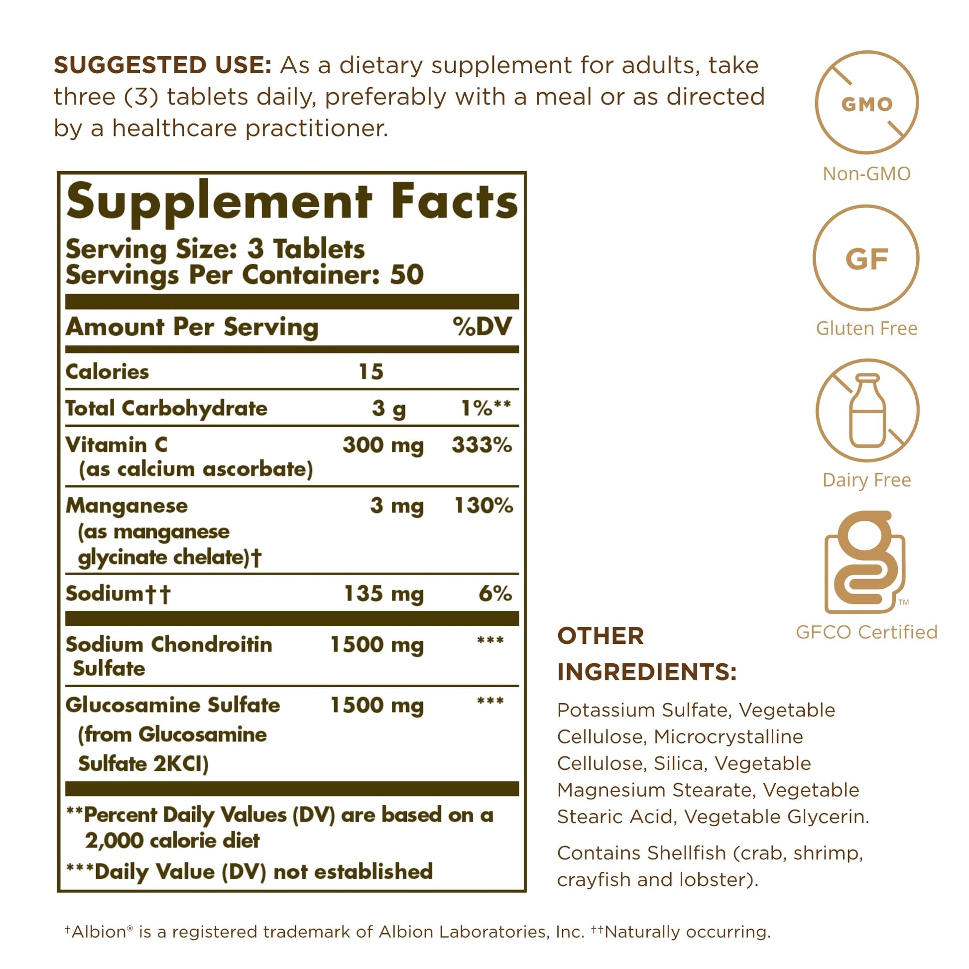 Solgar, Glucosamine Chondroitin Complex, Extra Strength, 150 Tablets- image 6