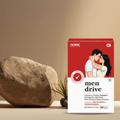 NUVOX Men Drive | Made with goodness of Ashwagandha, Safed Musli & Other Herbs | Helps to Boost Stamina, Strengthens Immunity & Endurance| 30 Tabs