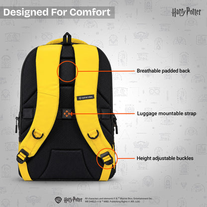 Nasher Miles x Harry Potter Miles Hooperpack Backpack | Polyester Laptop Backpack 29L | Ideal for Office, College, School & Travel | Men, Women, Boys, Girls (Yellow)