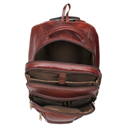 C COMFORT Leather Backpack Bag for Men and Women | Brown Trolley Backpack | Shoulder Backpack