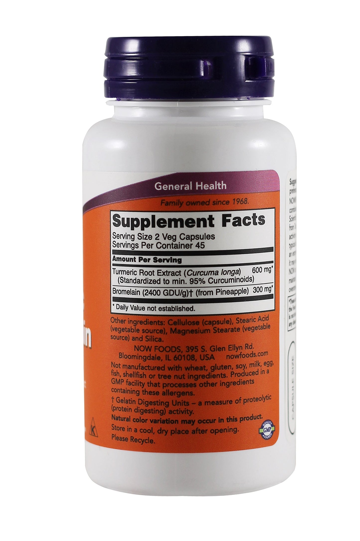 NOW Foods - Turmeric & Bromelain Joint Health - 90 Vegetarian Capsules- image 2