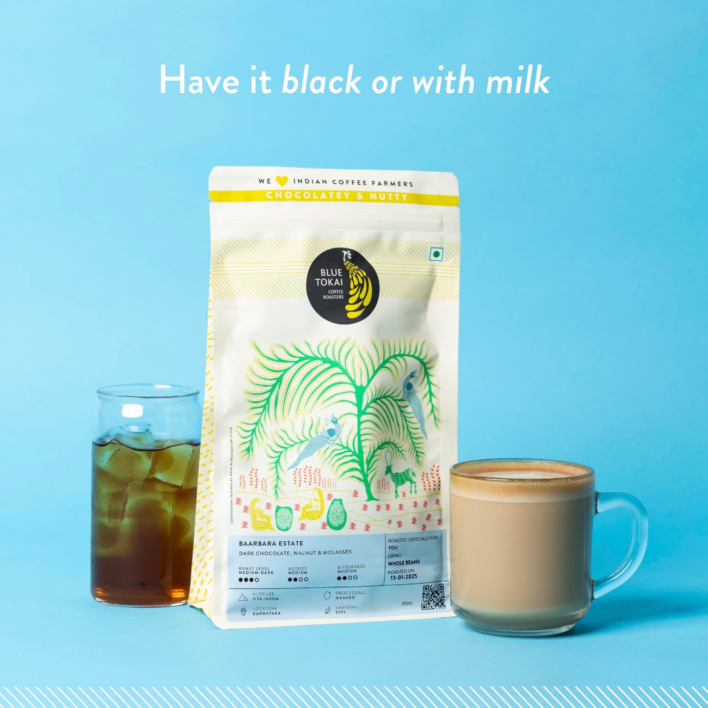 Blue Tokai Coffee Roasters Baarbara Estate - Medium Dark Roast | Whole Beans 1Kg | Single Origin Whole Coffee | 100% Arabica Beanss | Specialty Coffee | Freshly Roasted Coffee