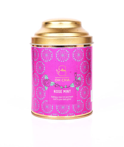 OH CHA - Rose Tea With Mint | 100gms, Herbal for Weight Loss | Natural Rose Petals and Peppermint Leaves | for Healthy Skin & Hair | 100% Whole Leaf