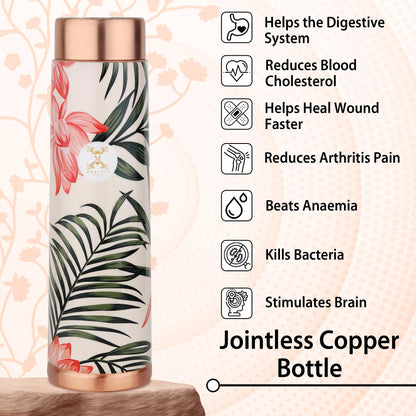 MERCAPE® - Copper Bottles for Water with Leak Proof Lid | 100% Pure Copper Bottle | BPA Free & Non Toxic | Printed Ayurvedic Copper Bottle for Health Benefits - 950 ML