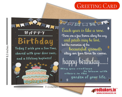 redbakers.in Happy Birthday 12 Chocolate Gift Box & Greeting Card Combo Gift Pack (TIKBLACK),225gram