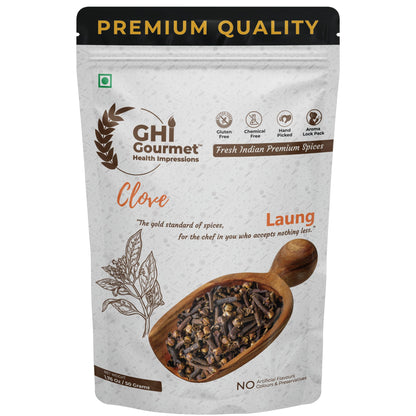 GOURMET HEALTH IMPRESSIONS Superior Grade Whole Clove (Laung) 50g - Rich Aroma, Handpicked, Non-GMO - Perfect for Flavorful Cooking & Aromatic Infusions | GHI Foods | GHI SPICES
