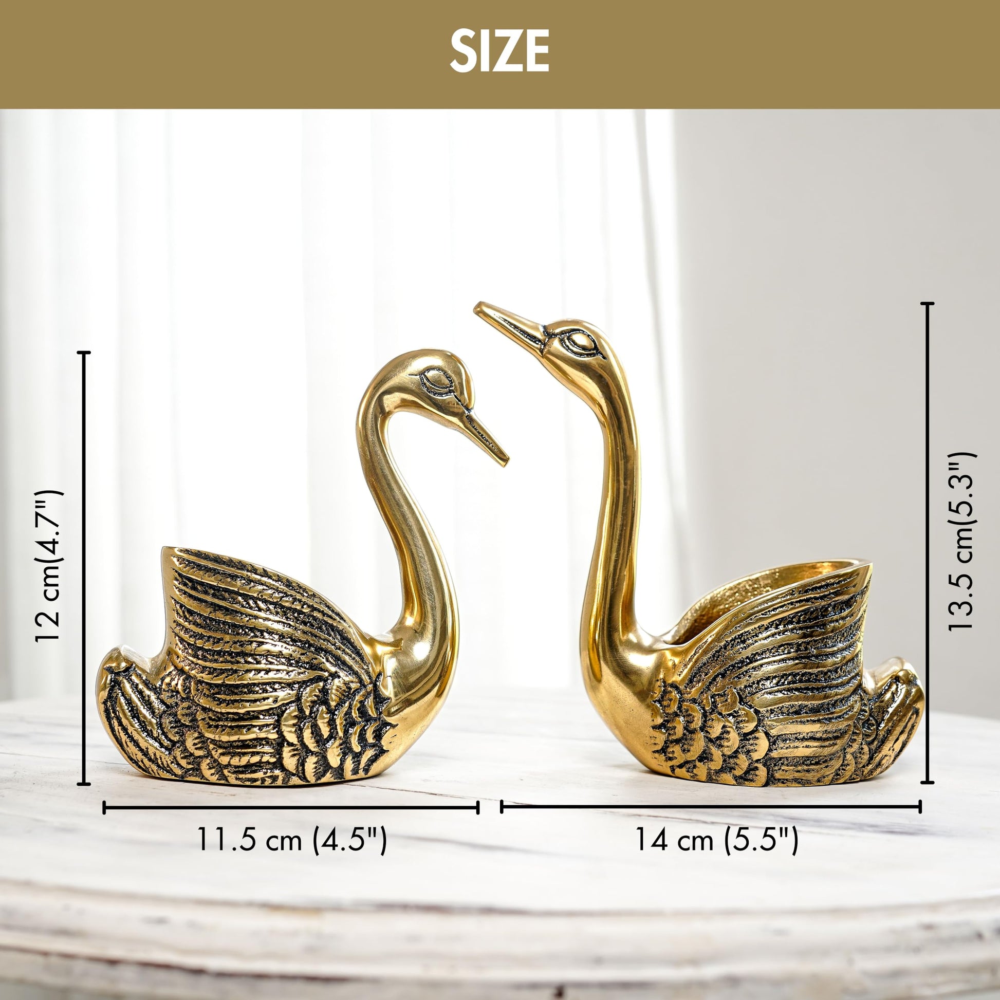 BEHOMA Metal Pair of Swans for Good Luck and Love | Candle Holder for H- image 5