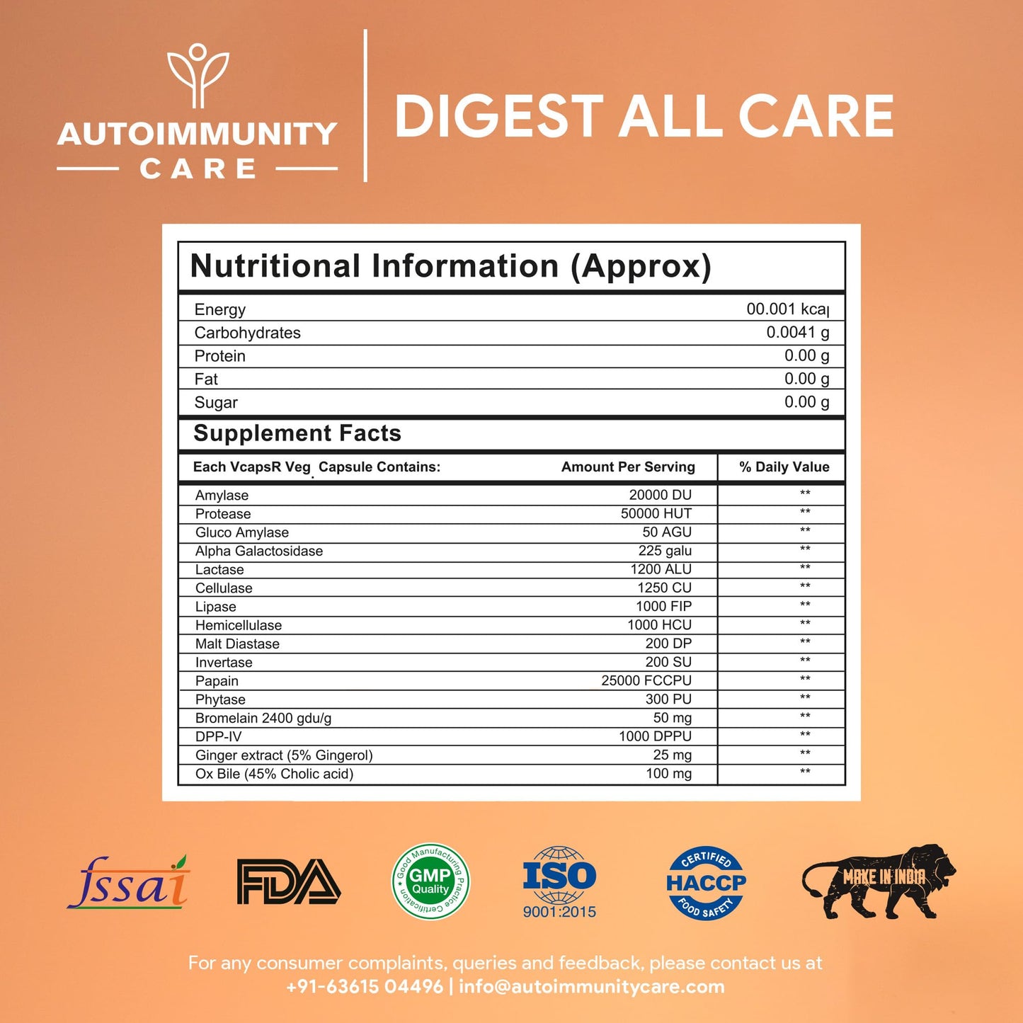 Autoimmunity Care Digest All Care – Complete Digestive Enzymes Supplement for Digestion | All-in-1 Enzymes for Digestion to Reduce Acidity, Bloating, Gas & gut Discomfort | Digestive Enzyme Tablets | 30 Caps (30 dose)