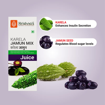 Krishna's Karela Jamun Mix Juice - 1000 ml | Enriched with Vitamin C - Vitamin A| Sugar free Juice with No Added Color or Flavour - (Pack of 2)