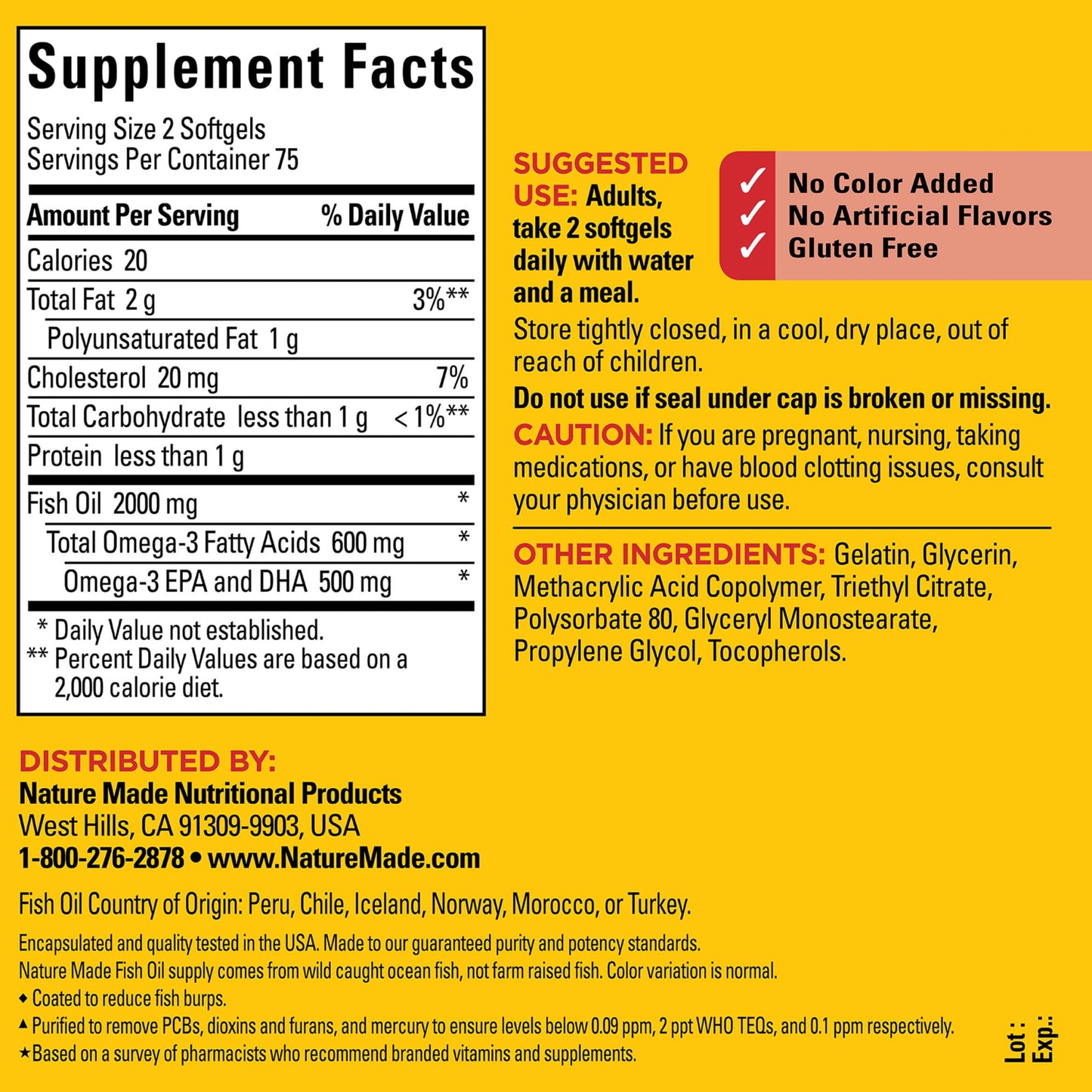 Nature Made Burp-less Fish Oil, 1000 Mg, 300 mg Omega-3, 150 Liquid Softgels