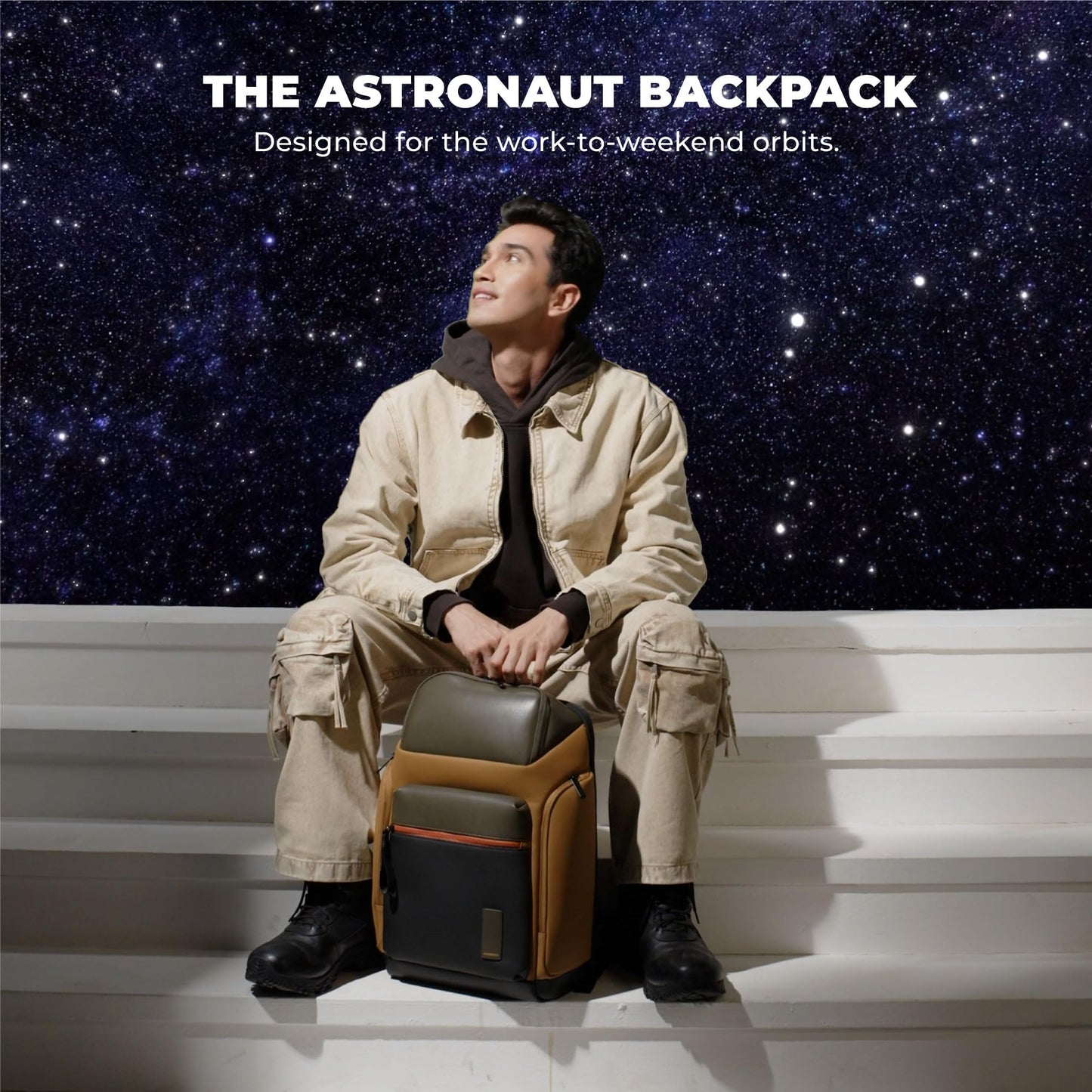 MOKOBARA The Astronaut Backpack | 25 Liter Capacity, Fits 16 Inch Laptop, Durable Nylon & Vegan Leather | Ideal For Work & Travel, Ergonomic Design & Breathable Back Panel (On The Rocks)