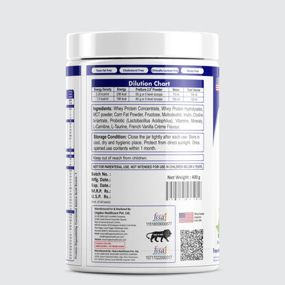 PreSure 2.0 HIGH PROTEIN HIGH CALORIE Whey Protein Powder Vanilla Creme Flavore For Men And Women_(400 GM)