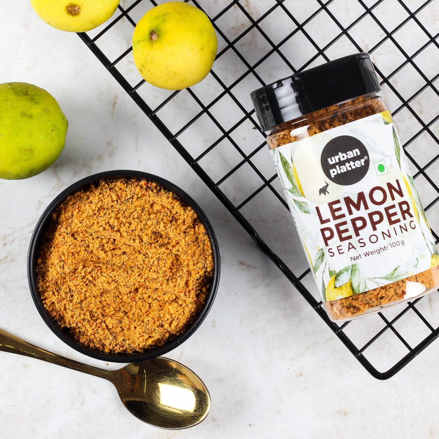 urban platter Lemon Pepper Seasoning Mix Shaker Jar, All Natural, Zesty & Lively, 100 g