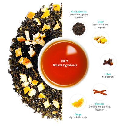 OH CHA - Cinnamon Tea with Orange Peels | Weight Loss Tea, 35gms | Blended with Natural Ingredients like Cinnamon, Ginger, Orange Peels and Clove | 100% Long Leaf Tea | Reduces Inflammation, Controls Blood Sugar, Improves Heart Health | Contains Natural O