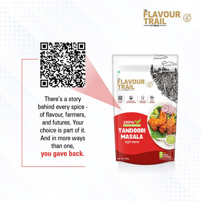The Flavour Trail Pure & Natural Tandoori Masala | Smoky & Bold Indian Spice Blend | Ideal for Grills, Kebabs, Roasts, Smoky Curries, Grilling, BBQ, Marinades & Tandoori Dishes |100g