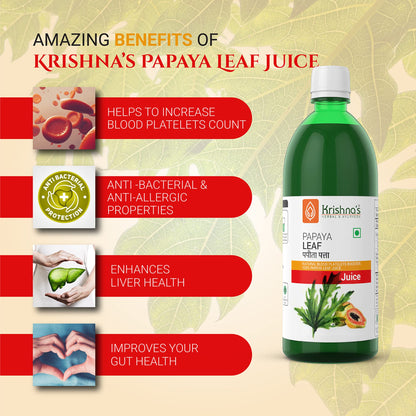 KRISHNA'S HERBAL & AYURVEDA Papaya Leaf Juice-1000 Ml Fresh Papaya Leaves Helps To Boost Platelets Count