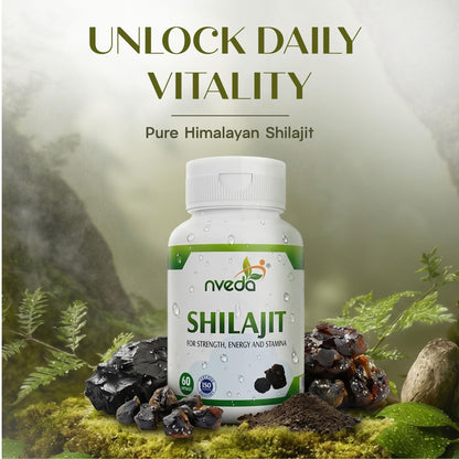 Nveda Shilajit Capsules for Men | Ayurvedic Shilajit Supplement for Stamina, Strength & Energy | Performance, Vitality & Immunity Support | Natural Shilajit Capsules | 60 Capsules
