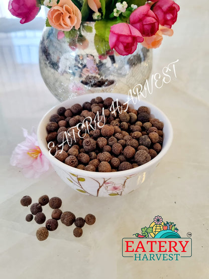 EATERY HARVEST by Saipro Whole Allspice 100 gm, Allspice has flavor of all spices like Clove, Cinnamon, Nutmeg, Mace, Black pepper, best for Caribbean cuisine| Shital Chini| Kabab Chini | Piper Cubeba Linn Cubeb Berries Jamaica Pepper For Seasoning Vegeta