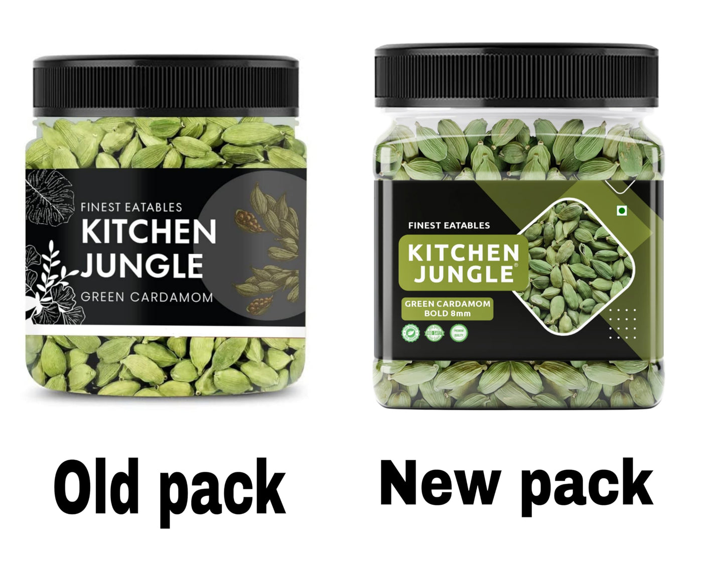 Kitchen Jungle Premium Green Cardamom (Elaichi) 100 Gm - Bold 8mm Size, Aromatic Spice for Culinary Delights