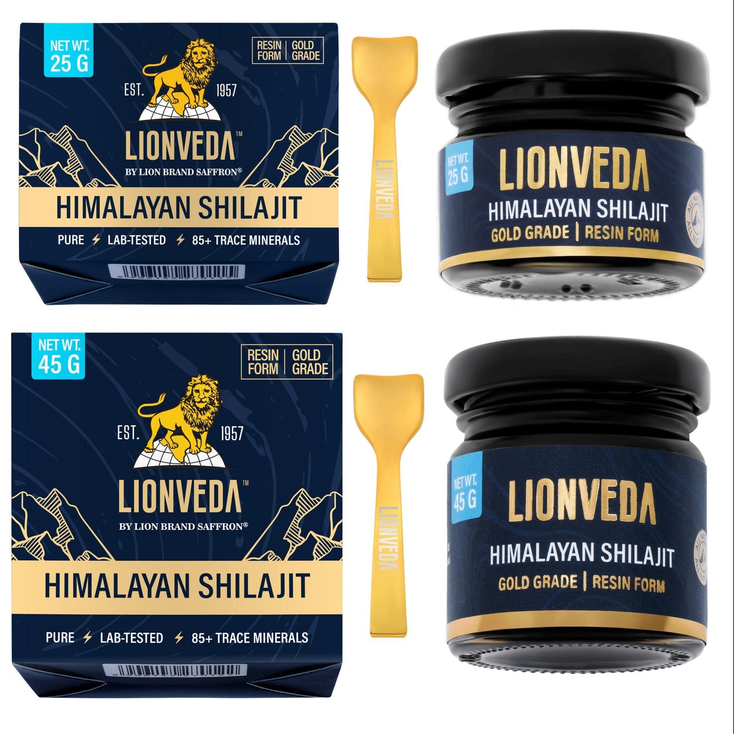 LIONVEDA 70 G,Original Himalayan Shilajit Resin(Certified Gold Grade) For Men,Gym,Stamina,Energy & Improved Health|100% Pure Shilajit Liquid (25 G + 45 G = 70 Gm)