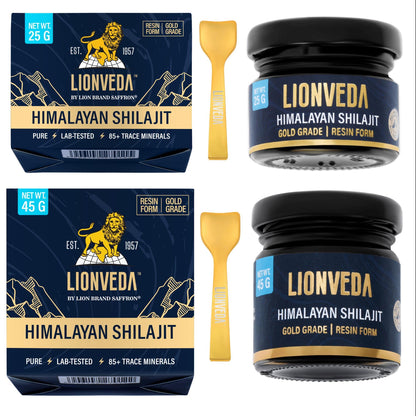 LIONVEDA 70 G,Original Himalayan Shilajit Resin(Certified Gold Grade) For Men,Gym,Stamina,Energy & Improved Health|100% Pure Shilajit Liquid (25 G + 45 G = 70 Gm)