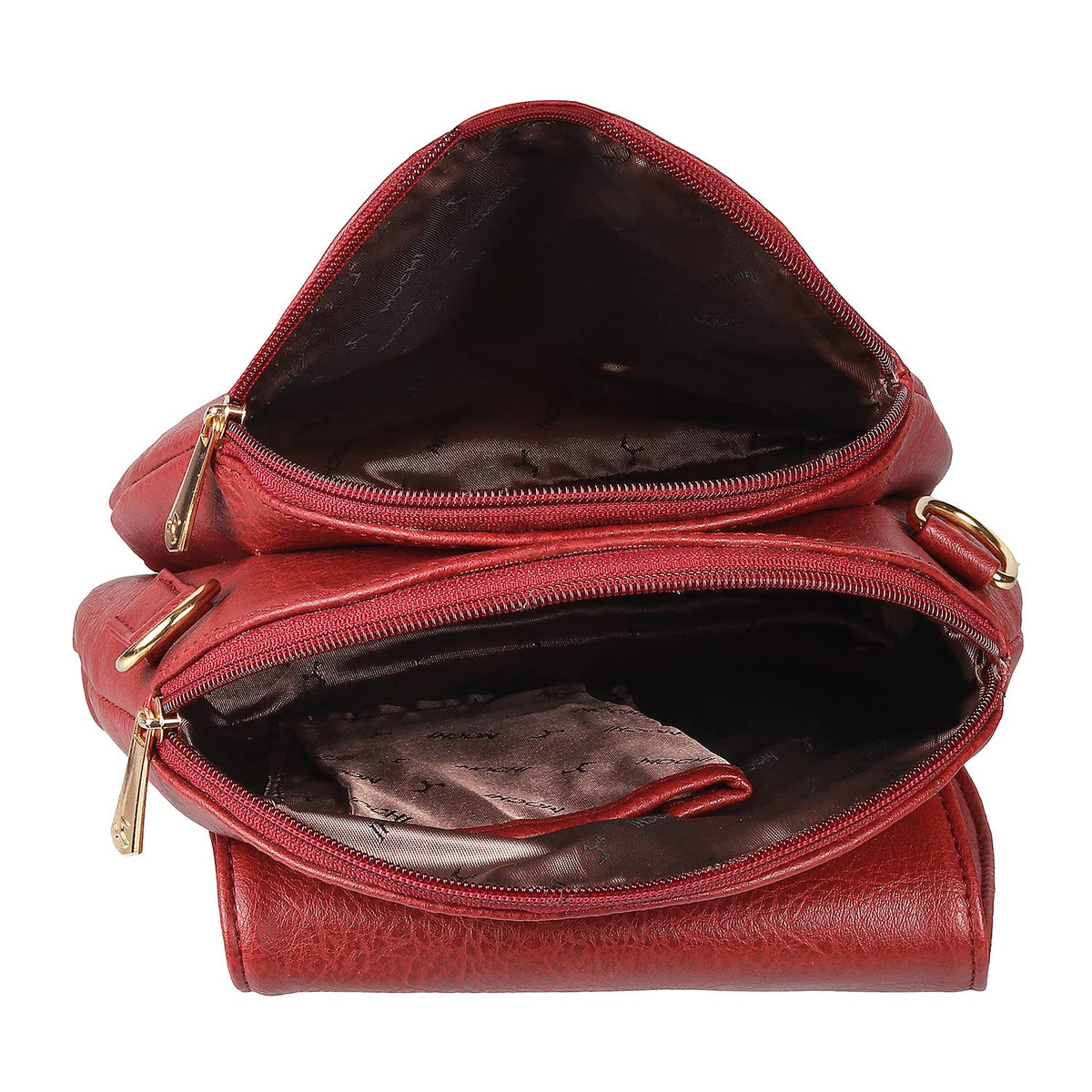 Mochi Maroon Faux Leather Secure Magnet Snap Casual Sling Bag For Women (66-6674)