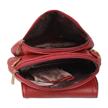 Mochi Maroon Faux Leather Secure Magnet Snap Casual Sling Bag For Women (66-6674)